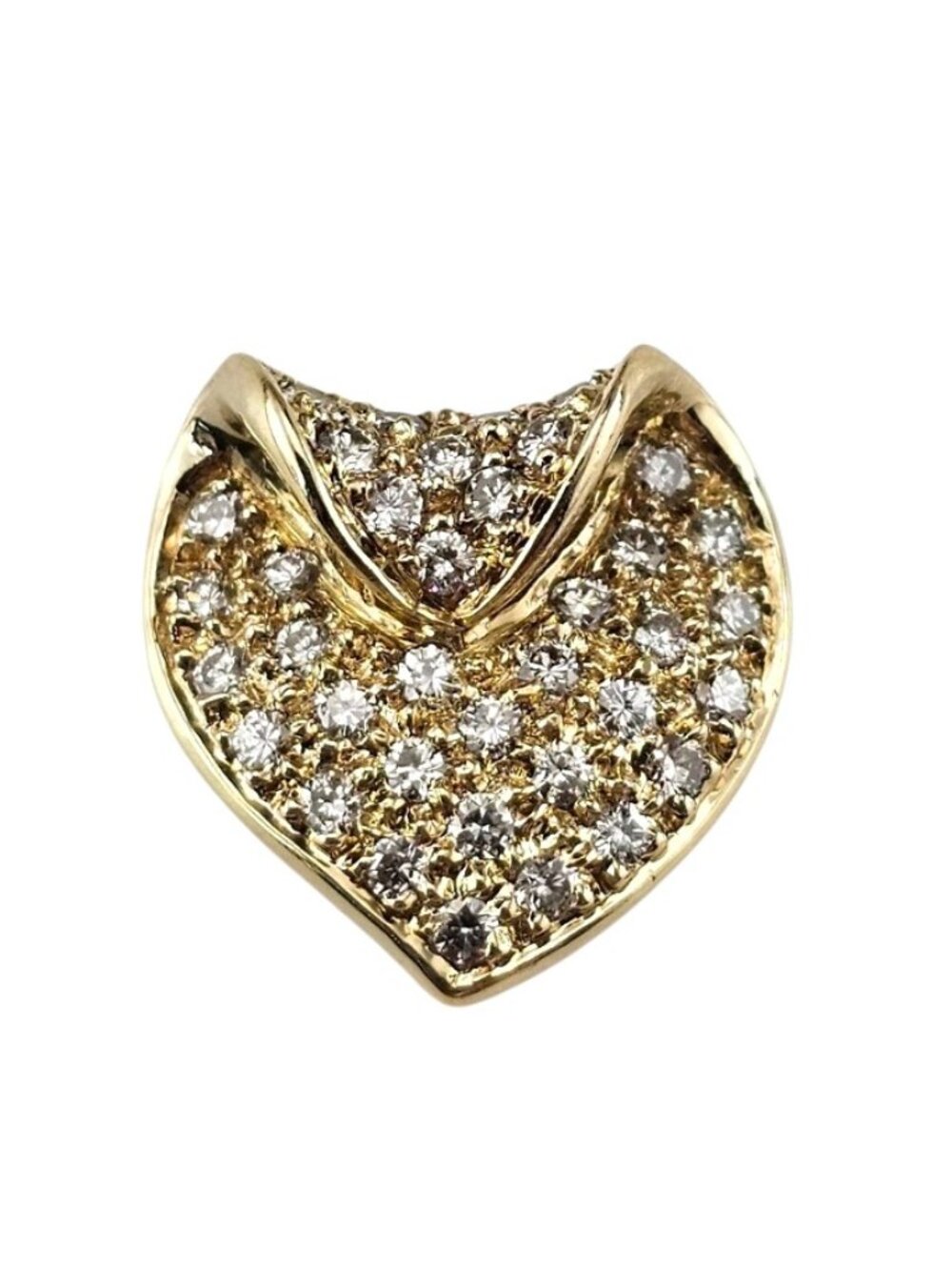 14K Yellow Gold and Diamond Abstract Heart Pendant #25415